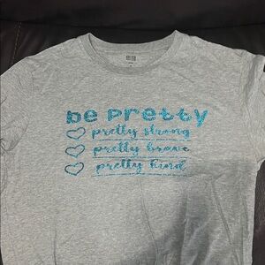 Gray Short Sleeve Tee with Blue Accents